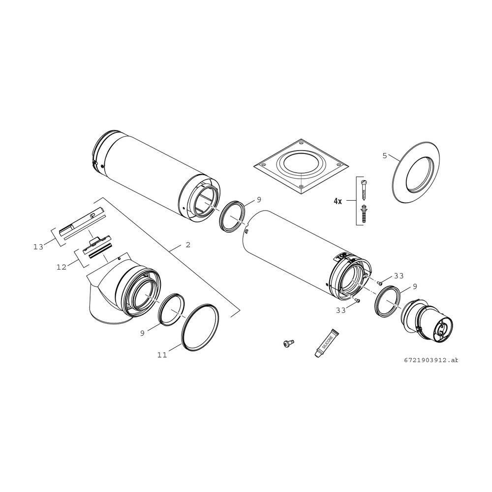 BOSCH Abgaszubehör FC-Set80-C13x Grundpaket waagerecht d:80/125mm