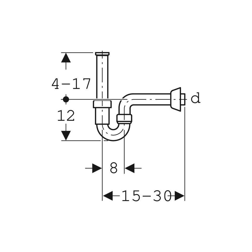 Geberit Siphon Rohrbogengeruchsverschluss für Waschbecken, Bidet, Abgang horizontal Außendurchmesser 40mm, Alpinweiß