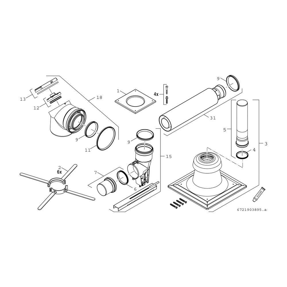 Bosch Grundbausatz FC-Set-80-C93x oben, D 80/125mm, Kunststoff