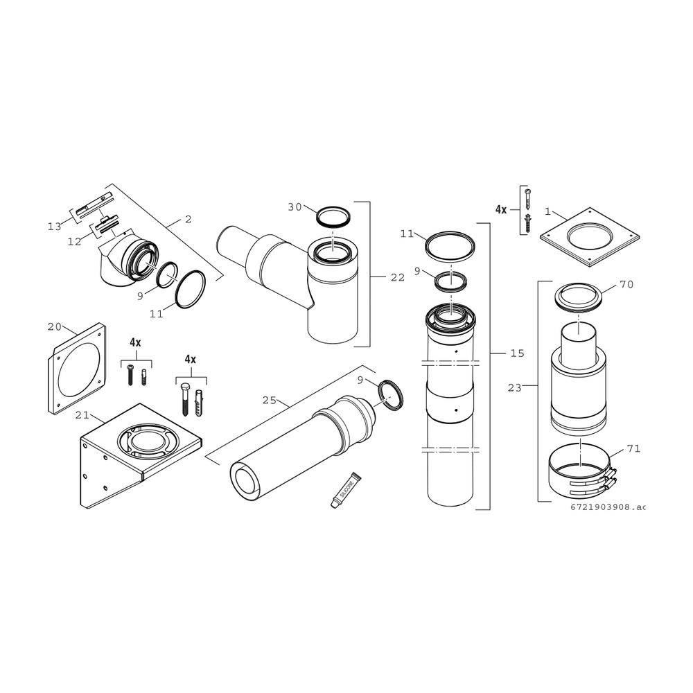 Bosch Grundbausatz FC-Set-80-C53x oben Fassade, D 80/125mm