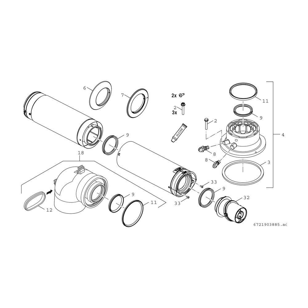 BOSCH Abgaszubehör FC-Set60-C13x Grundpaket waagerecht d:60/100 mm