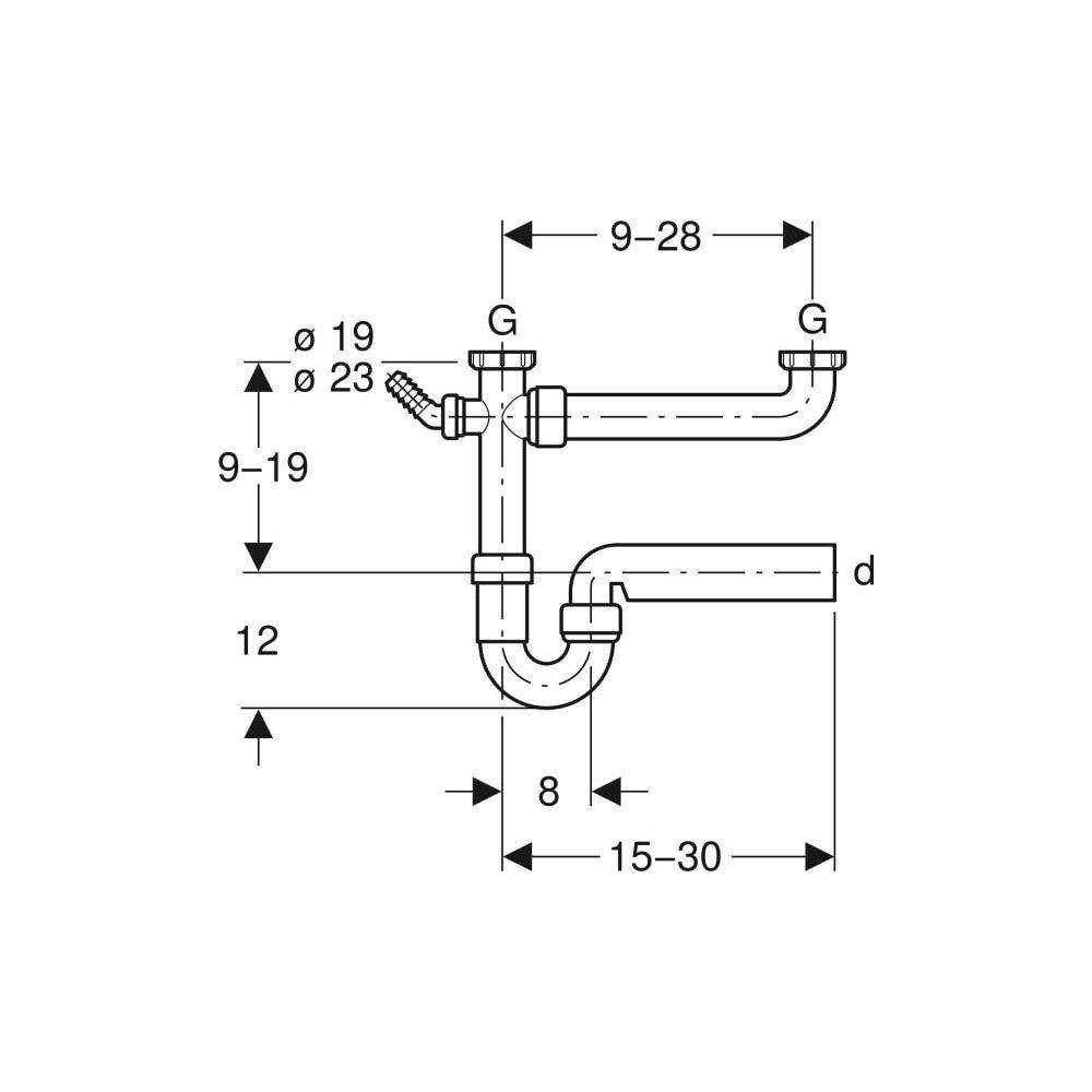 Geberit Fertigablauf 2teilig in PP d50mm x G1 1/2 weiss, 1 Stk.