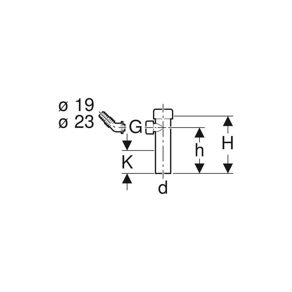 Geberit Anschlussstutzen, Winkelschlauchtülle Außendurchmesser 40mm, Quetschverschraubung