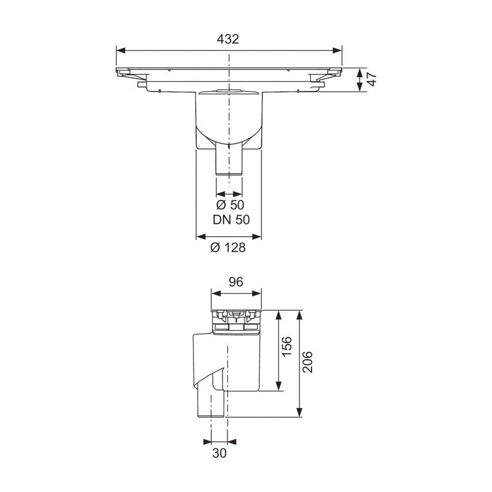 Tece drainprofile Ablauf senkrecht DN 50 Ablaufleistung 1,37 l/s