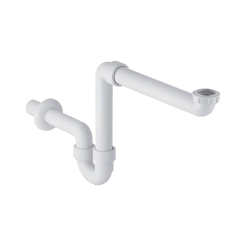Geberit Rohrbogengeruchsverschluss für Waschbecken, Raumspar-Siphon, Abgang horizontal Außendurchmesser 40mm, Alpinweiß
