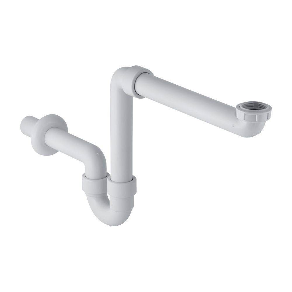 Geberit Rohrbogengeruchsverschluss für Waschbecken, Raumspar-Siphon, Abgang horizontal Außendurchmesser 40mm, Alpinweiß