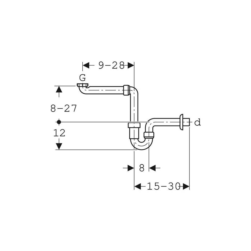 Geberit Rohrbogengeruchsverschluss für Waschbecken, Raumspar-Siphon, Abgang horizontal Außendurchmesser 40mm, Alpinweiß