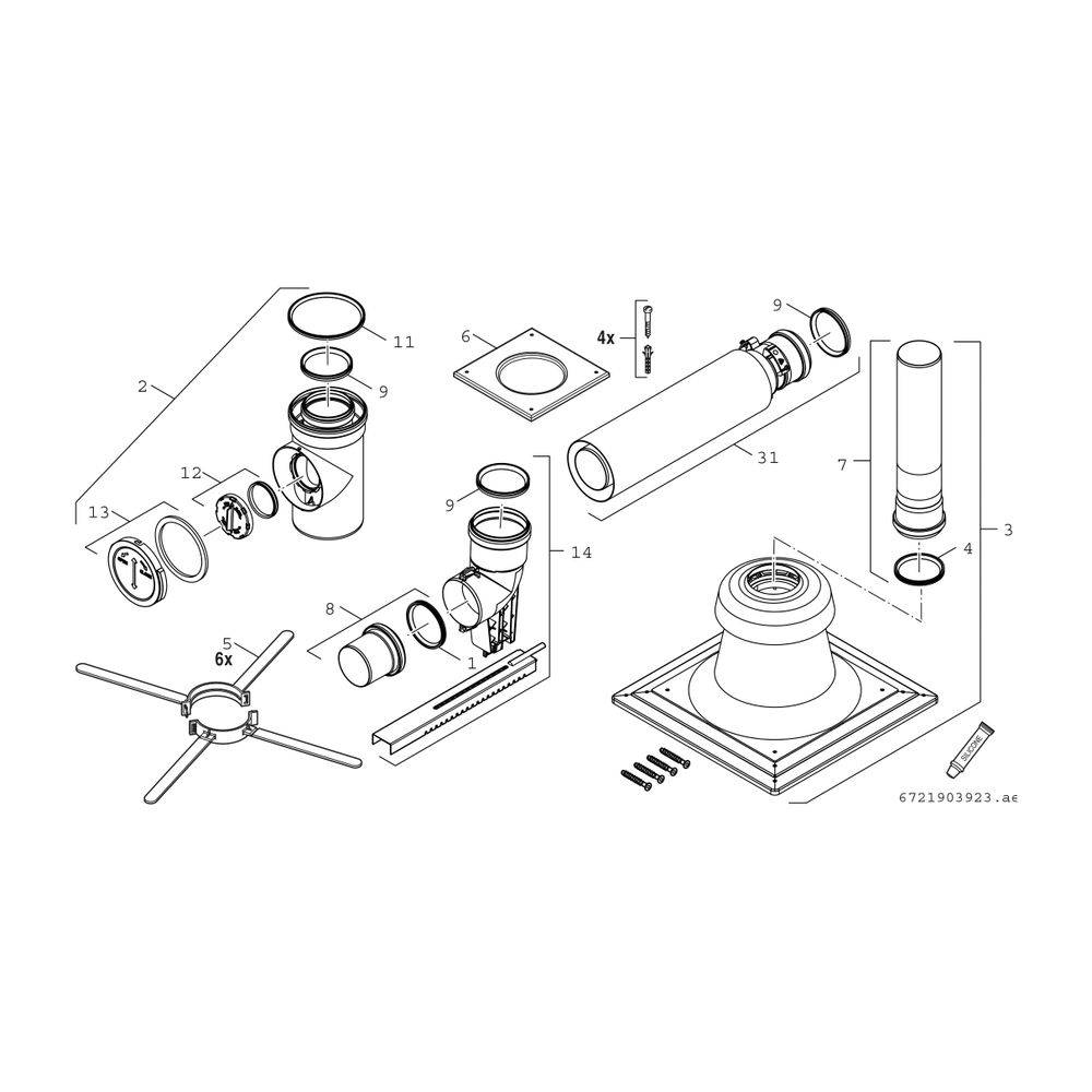 Bosch Grundbausatz FC-Set-80-C93x hinten, D 80/125mm, Edelstahl