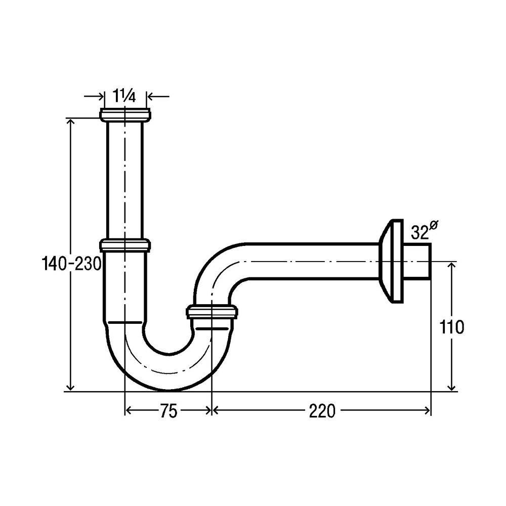 Viega Röhrengeruchv.-Plus-Siphon 5611.5 G 1 1/4x32mm, verchromt