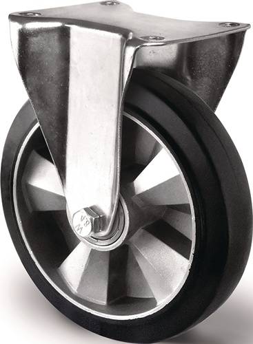 Schwerlastbockrolle D.200mm Trgf.500kg Elastikgummi Bau-H.245mm TECWERK