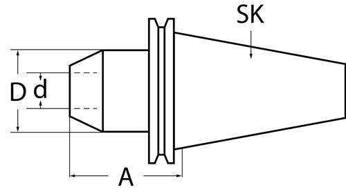 Flächenspannfutter DIN 69871AD/B Weldon Spann-D.10mm SK40 A.-L.50mm TECWERK