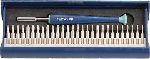 TECWERK Feinmechanikerbit-Set 29 teilig mit Wechselbits in Kunststoffkassette