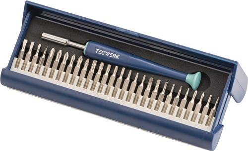 TECWERK Feinmechanikerbit-Set 29 teilig mit Wechselbits in Kunststoffkassette