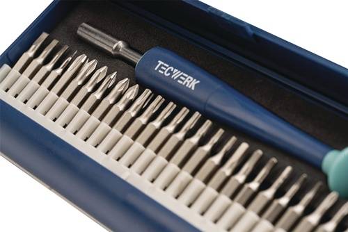 TECWERK Feinmechanikerbit-Set 29 teilig mit Wechselbits in Kunststoffkassette
