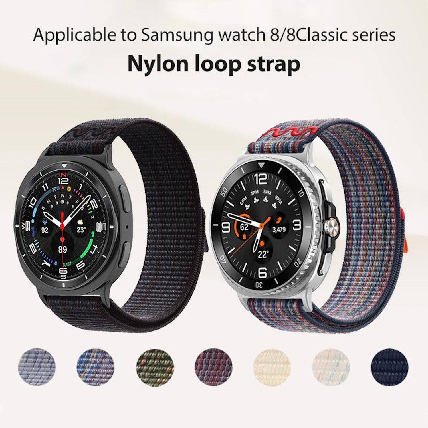Nylon Watch Armband für Samsung Galaxy Watch 9 / 8 / 8 Classic Klettverschluss