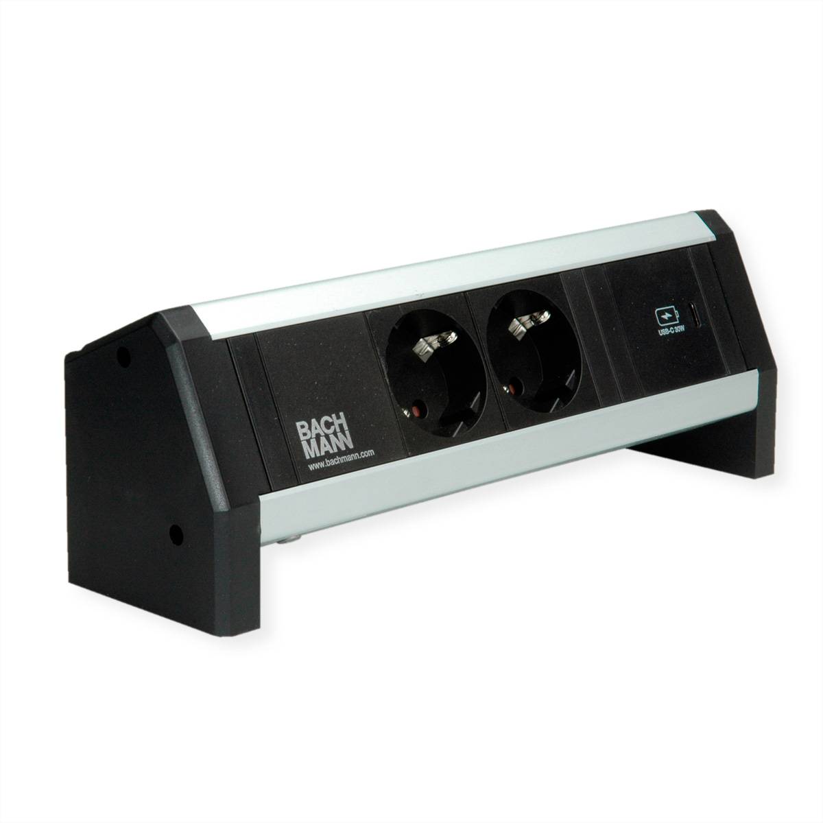 BACHMANN DESK 2xSchutzkontakt USB C, USB Charger 30W GST18