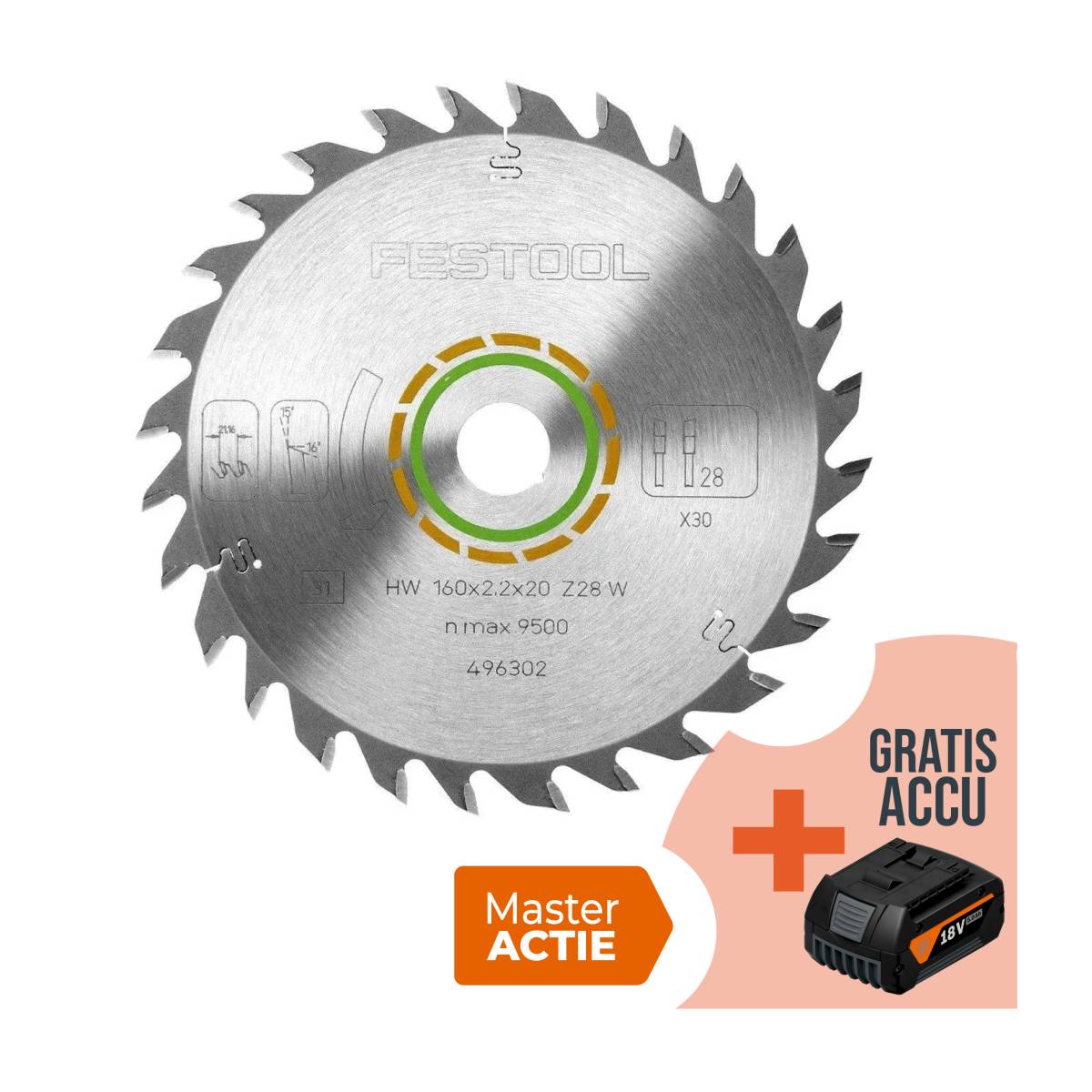 Festool Universal-Sägeblatt 160 x 2,2 x 20 W28 - 496302