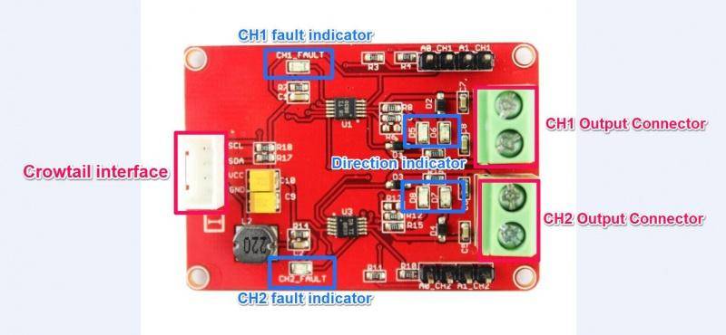 Elecrow Crowtail-I2C Motor Driver 2.0, DRV8830, 2-Kanal, JST-PH 2.0, I2C-Steuerung, 2,75-6,8V