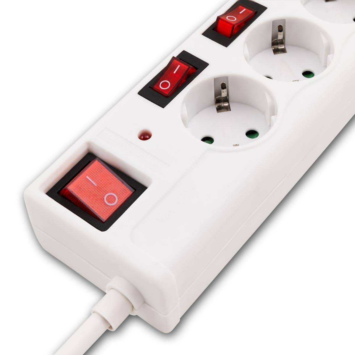 McPower - Steckdosenleist mit Einzelschaltung, 6-fach, weiß