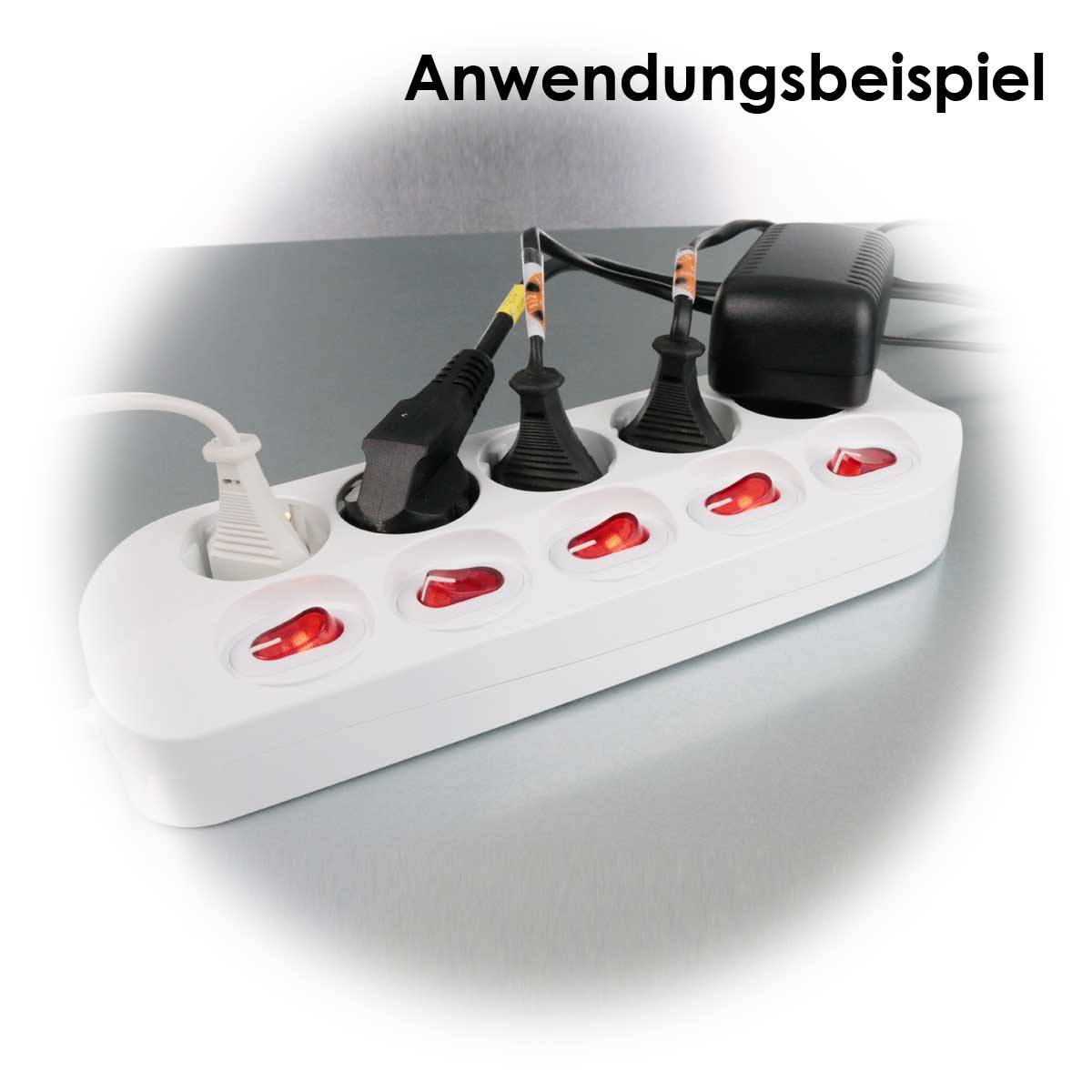 ChiliTec - Tischsteckdose mit Einzelschaltung 5-fach, weiß