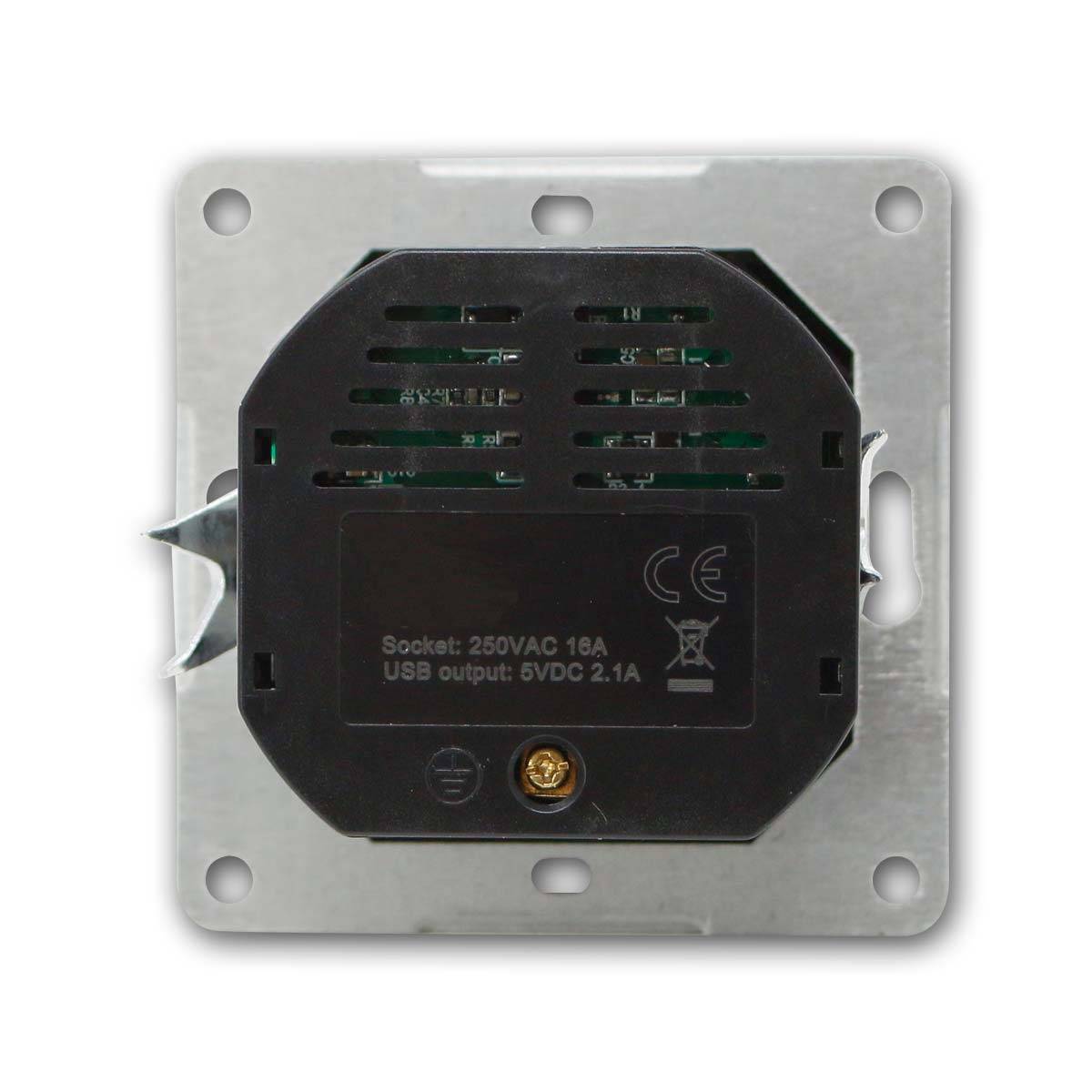 McPower - FLAIR Schutzkontakt-Steckdose mit 2x USB, mRahmen
