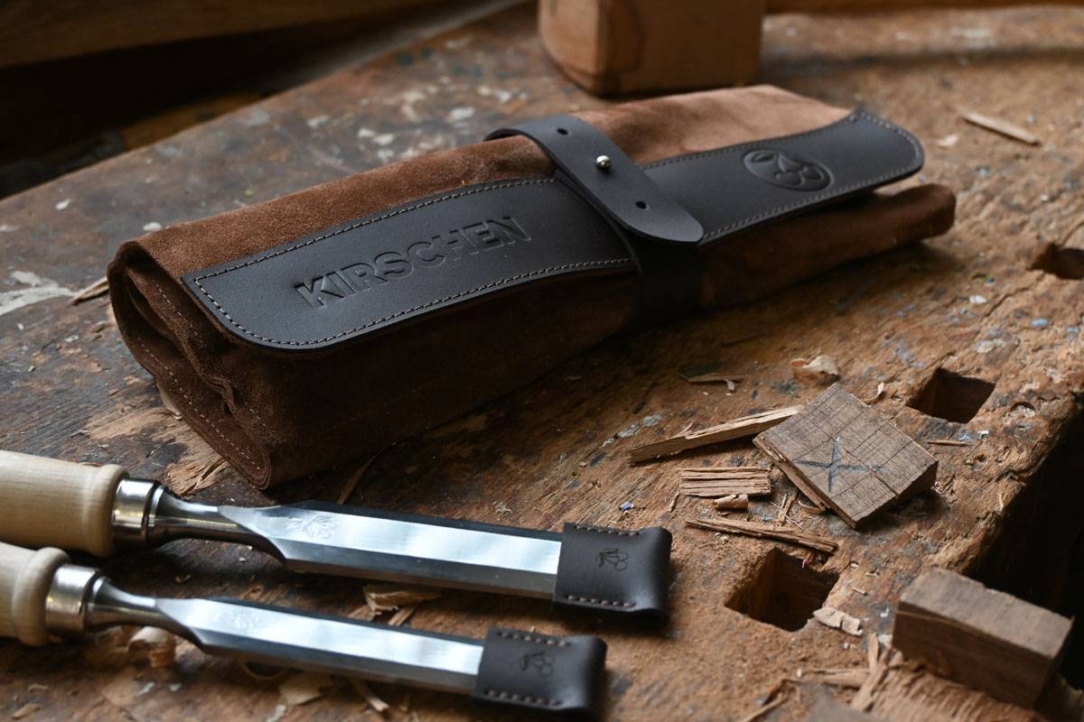 KIRSCHEN Stechbeitelsatz in Ledertasche 6-tlg. mit Weißbuchenheft 6-10-12-16-20-26 mm 1171002