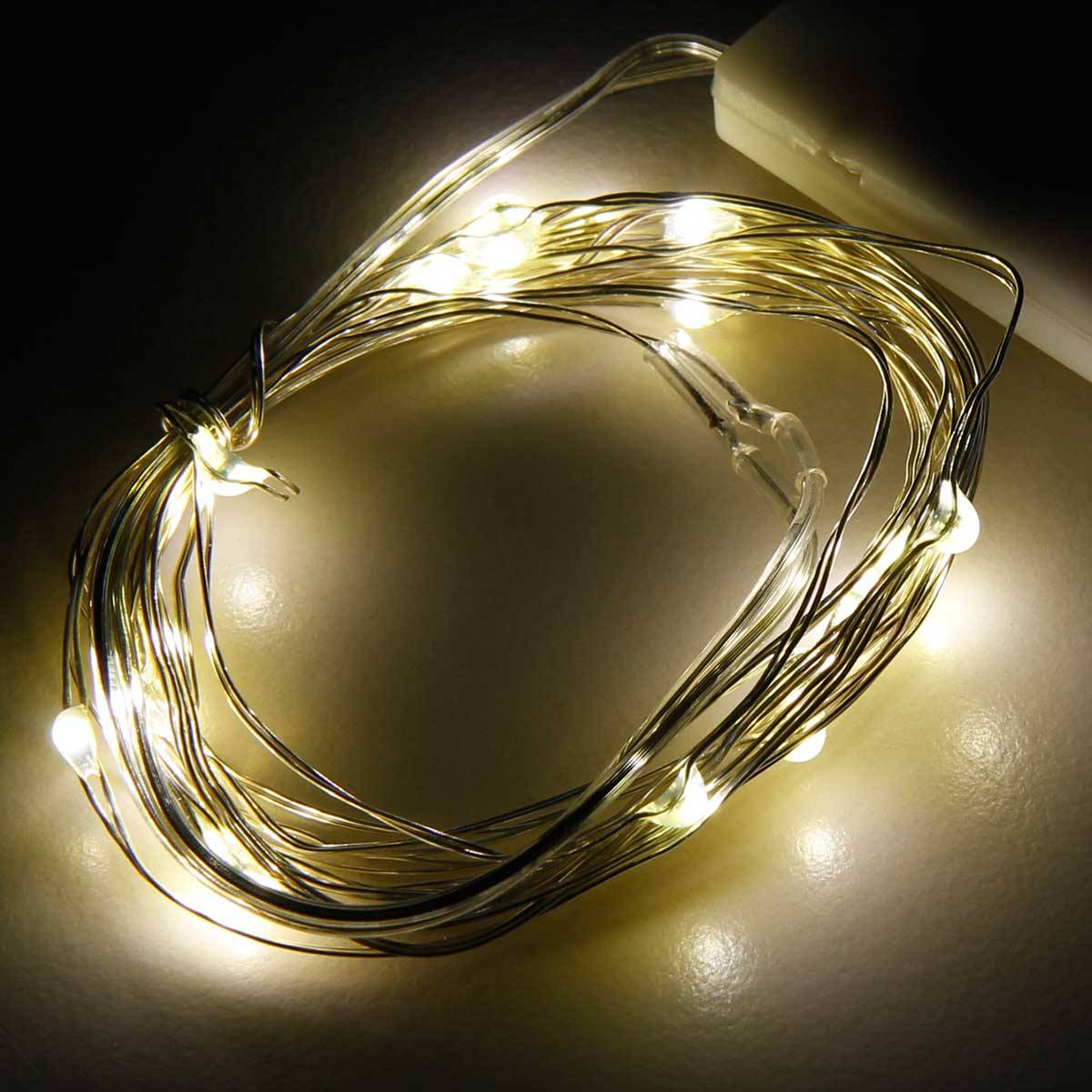 McShine - LED Draht-Lichterkette "Micro", 20 LEDs, warmweiß