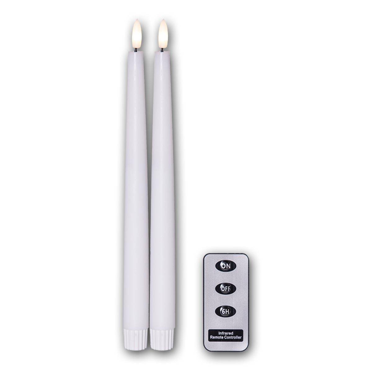 Star Trading - LED Stabkerzen FLAMME SLIM weiß 2er Set mit FB