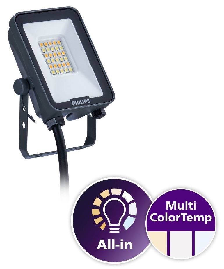PHIL LED-Strahler Ledinaire IP65 grau 20W 2400lm 3000/4000/6500K symmetrisch Techn.Licht/Wohnraum