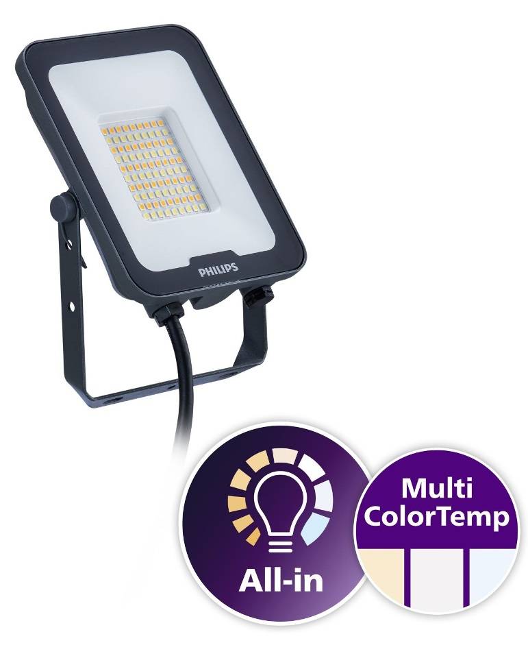PHIL LED-Strahler Ledinaire IP65 grau 50W 6000lm 3000/4000/6500K symmetrisch Techn.Licht/Wohnraum