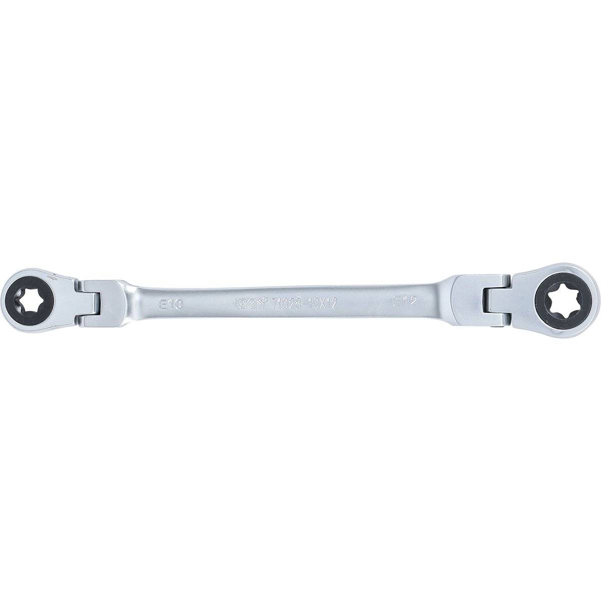 BGS 71028-10X12 Doppel-Ratschen-Ringschlüssel, abw inkelbar, mit E-Profil Ringköpfen, SW E10 x E12