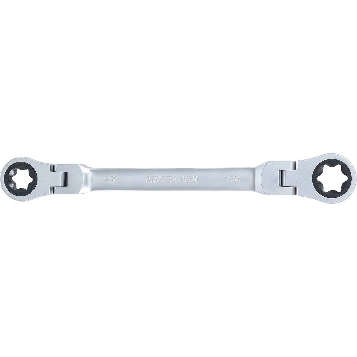 BGS 71028-20X24 Doppel-Ratschen-Ringschlüssel, abw inkelbar, mit E-Profil Ringköpfen, SW E20 x E24