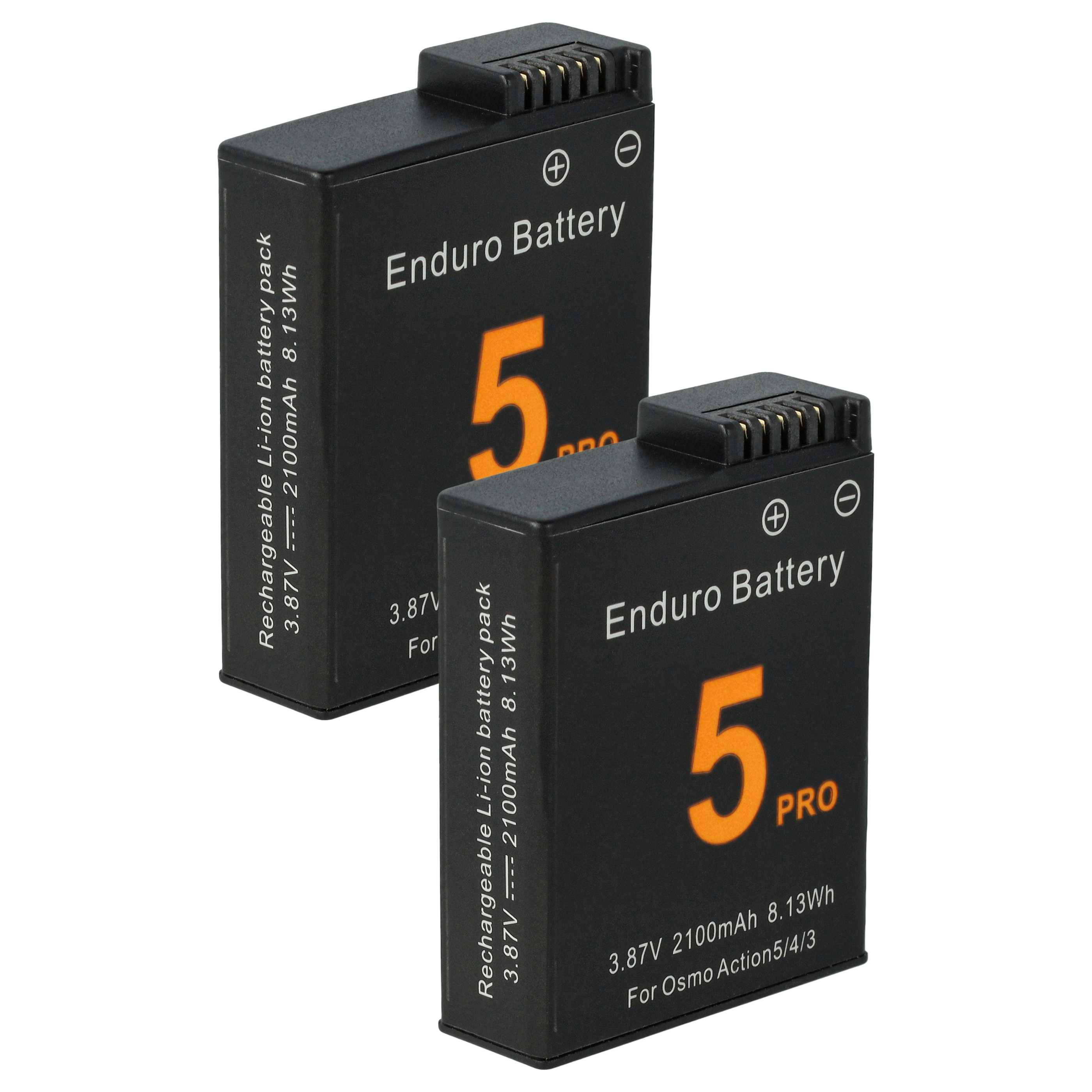 vhbw 2x Akku Ersatz für DJI BCX204-1950-3.87, CP.OS.00000370.01, JH-ACT5 für Tragbare Mini-Kamera (2100 mAh, 3,8 V