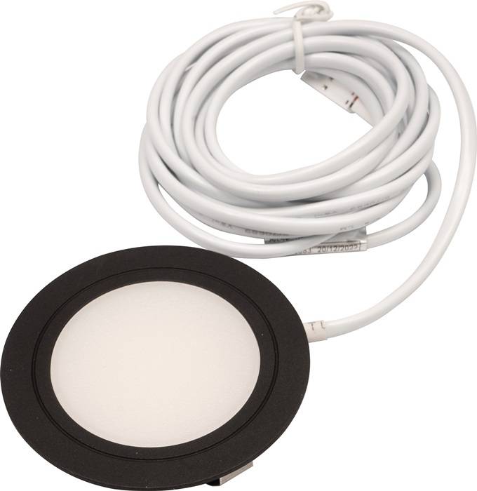 Einbauleuchte Chip HE 58 Emotion 24V DC 2,5 W Zuleitung 1800mm Rahmenf. schwarz