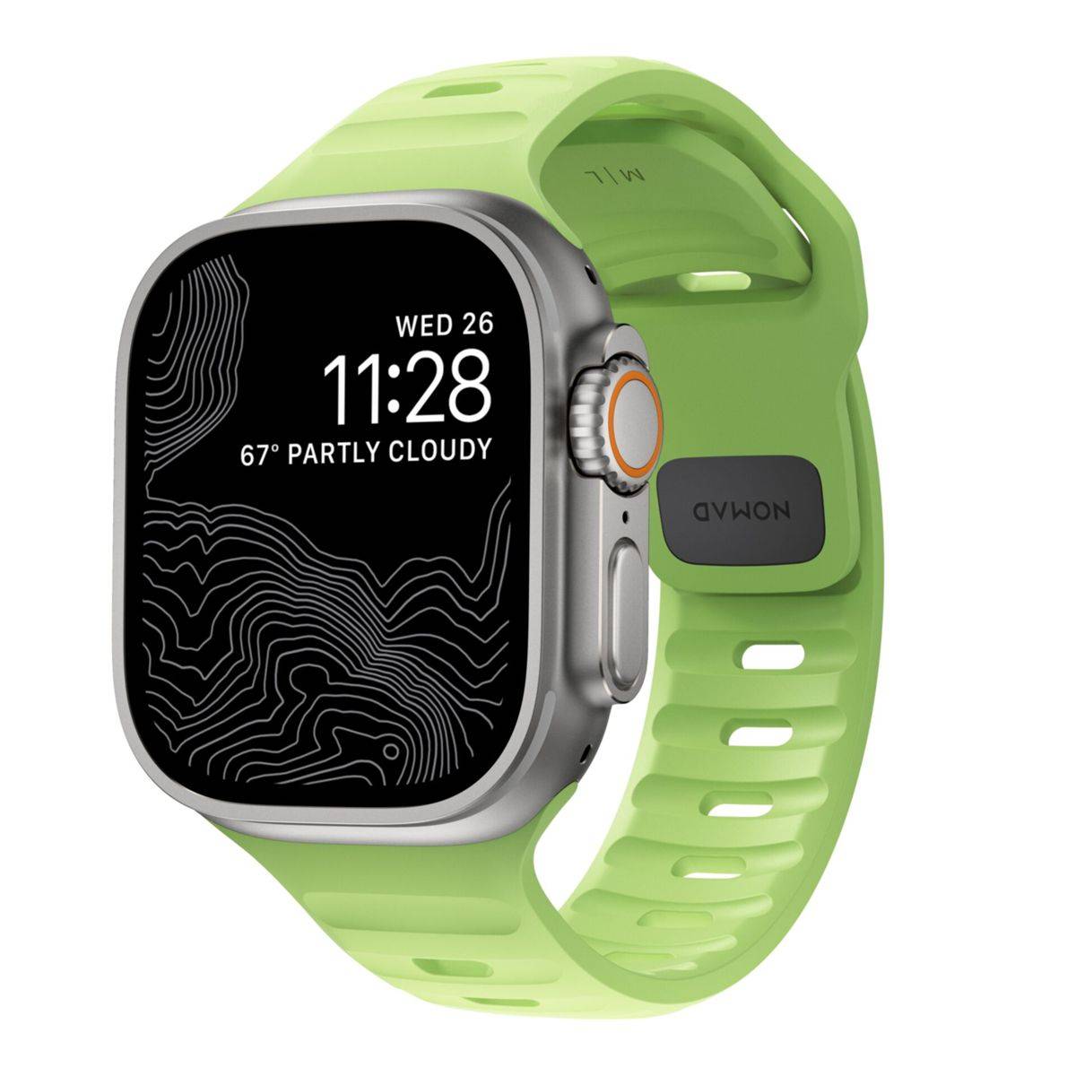 Nomad Sport Band, Band, Smartwatch, Hellgrün, Apple, Ultra / 46mm, Gummi
