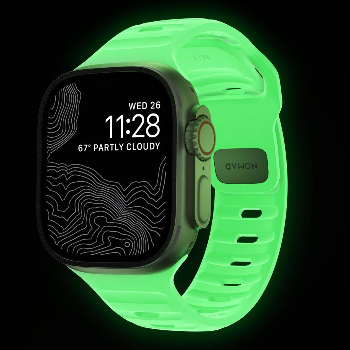 Nomad Sport Band, Band, Smartwatch, Hellgrün, Apple, Ultra / 46mm, Gummi