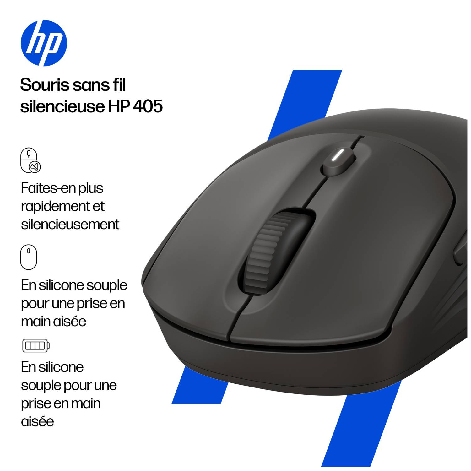 HP 405 - Maus - leise - rechts- und linkshändig - optisch - 5 Tasten - kabellos - Bluetooth 5.2, 2.4 GHz - kabelloser Em