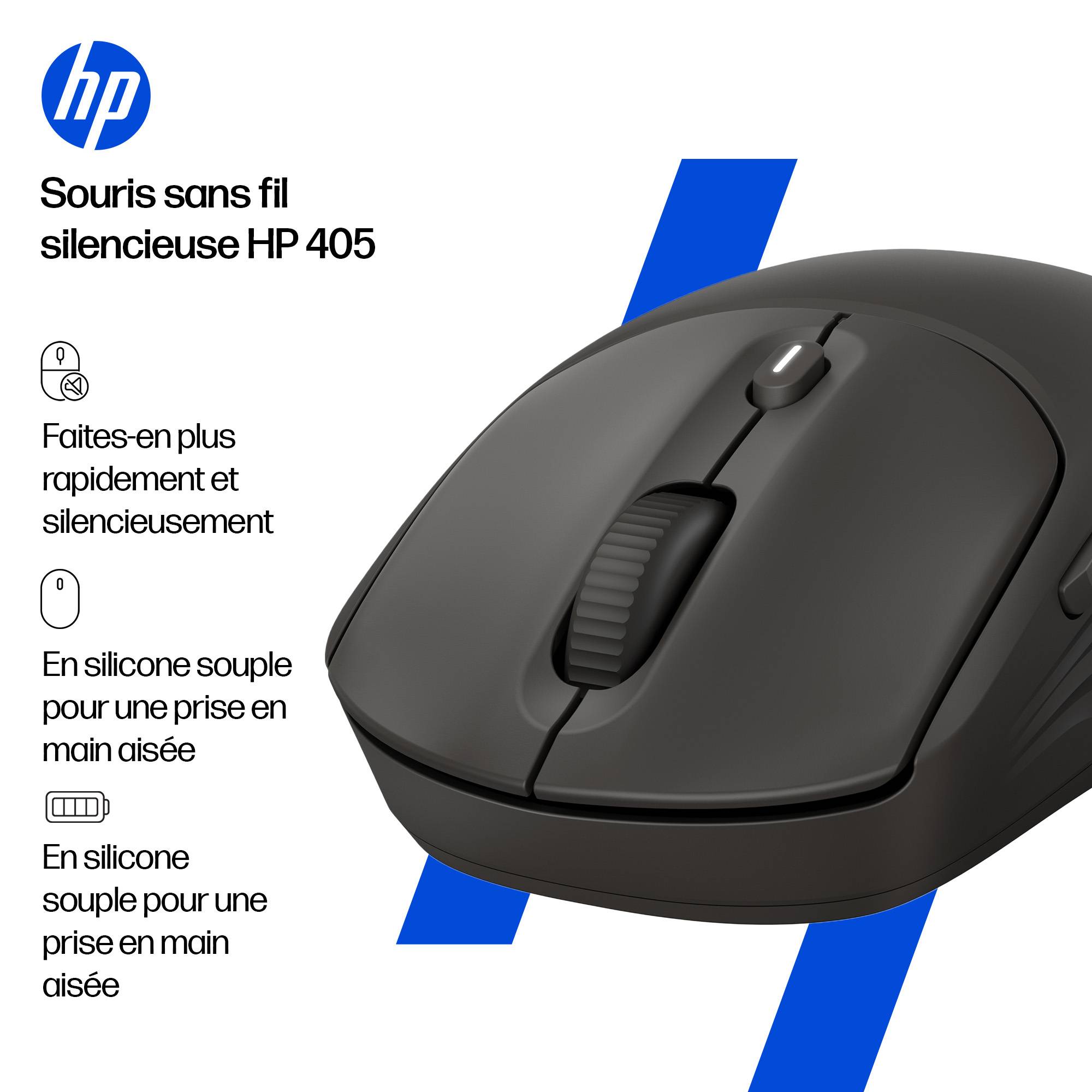 HP 405 - Maus - leise - rechts- und linkshändig - optisch - 5 Tasten - kabellos - Bluetooth 5.2, 2.4 GHz - kabelloser Em