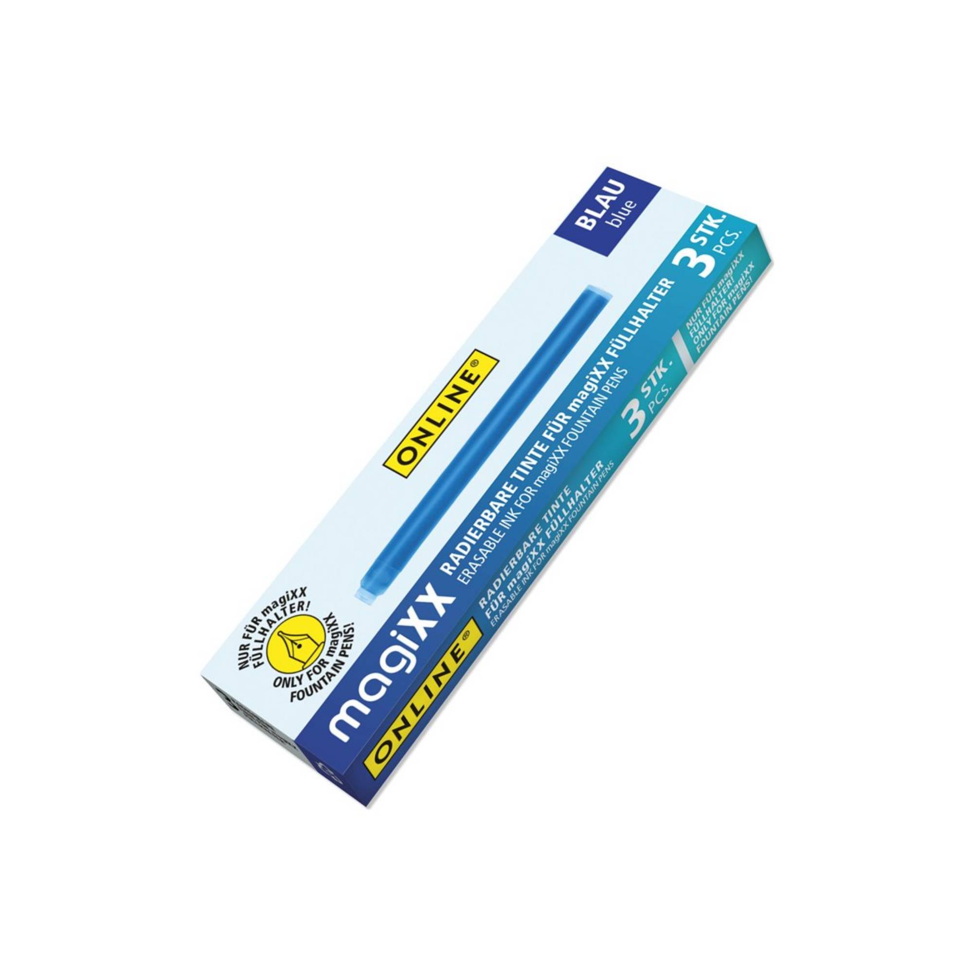 ONLINE magiXX - Tintenpatrone - nicht dauerhaft - Blau - wasserbasierte Tinte (Packung mit 3)