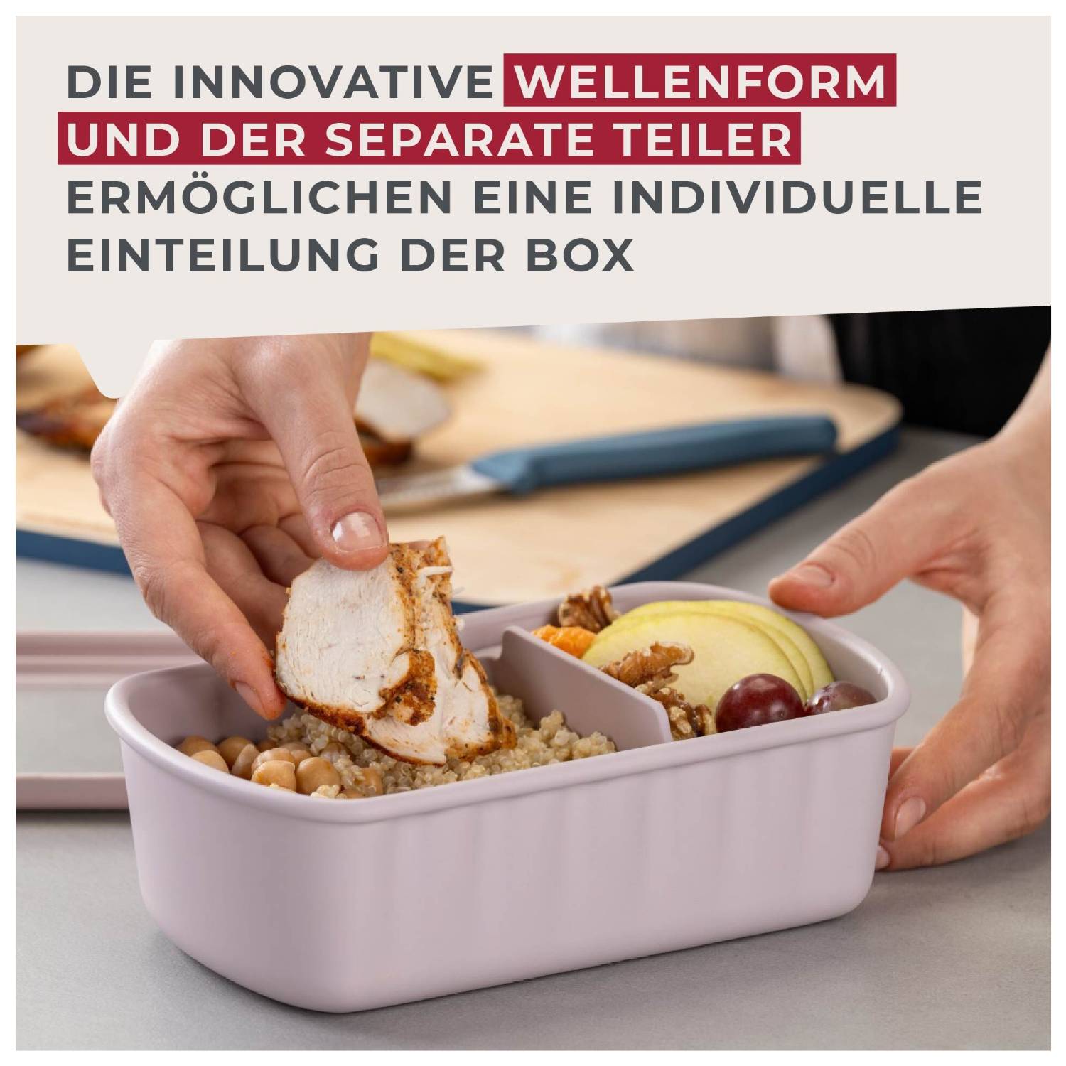Fackelmann Flexibox Be The Move, beige, 1000ml, 3-tlg., Brotdose, Erwachsener, Beige, Polypropylen (PP), Rechteckig, 1 l