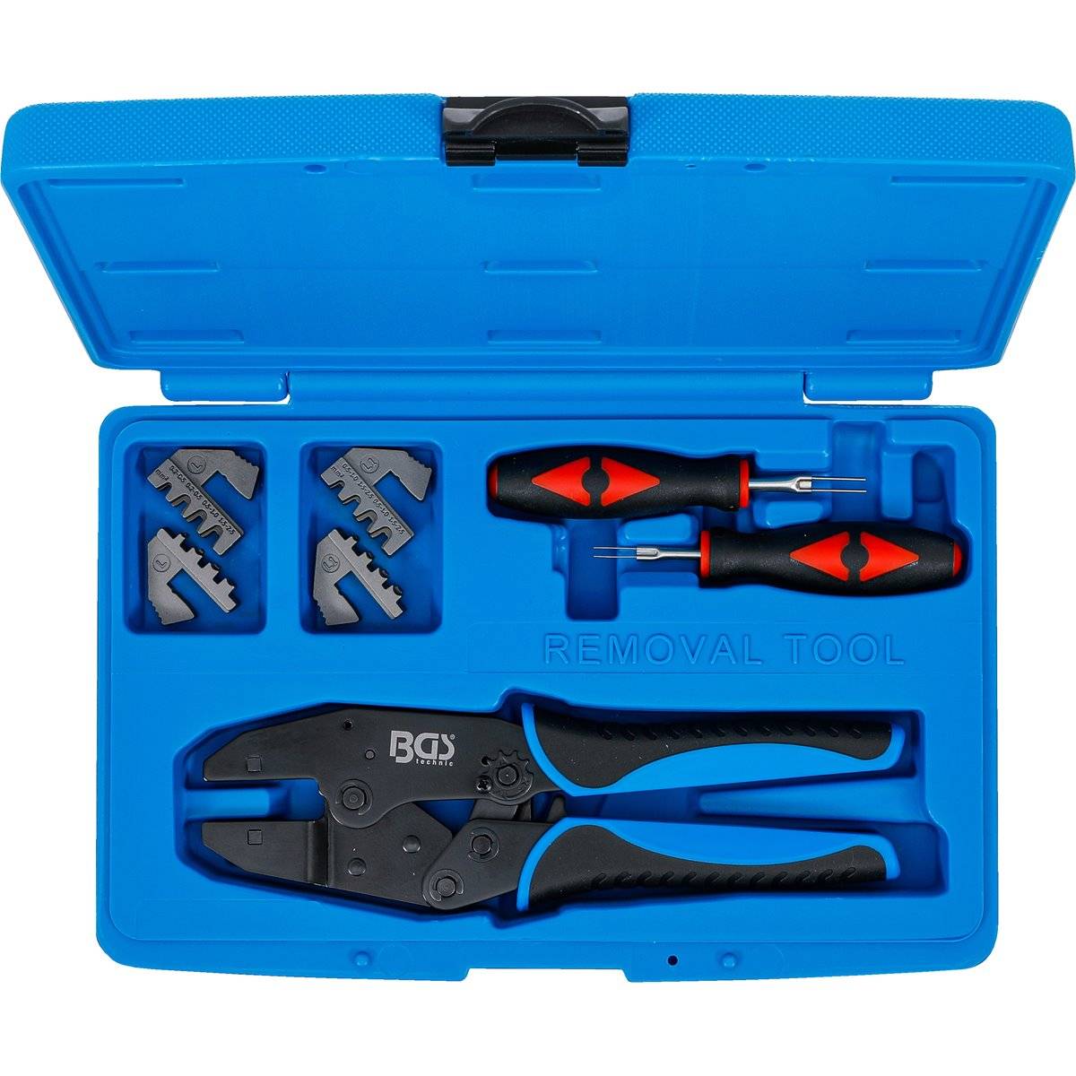 BGS 70929 Crimpzangen- und Stecker-Entriegelungs-W erkzeug-Satz, mit 2 Paar Backen