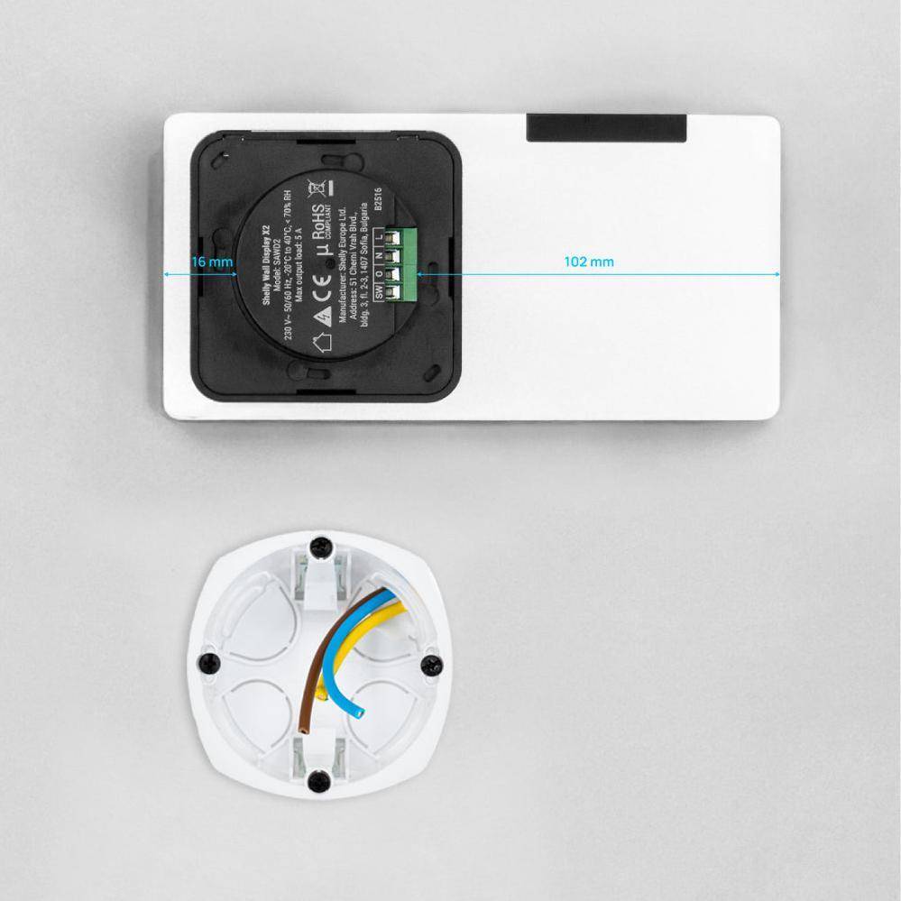 Shelly · Unterputz · Wall Display X2 Silver + Blu H&T Ivory · Android · WLAN · Silber