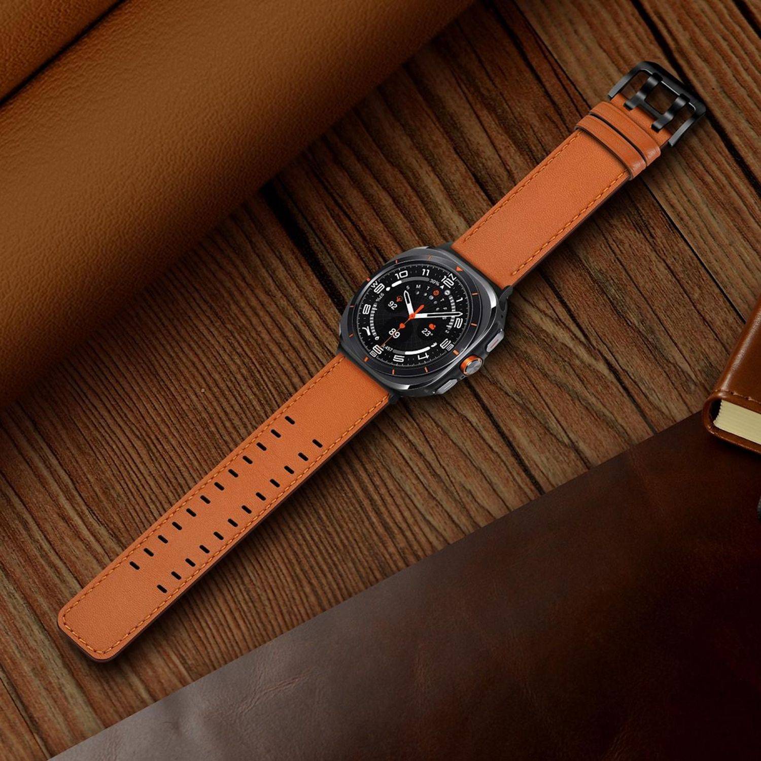 Echtleder Armband für Samsung Galaxy Watch 9 / 8 / 8 Classic Doppelverschluss