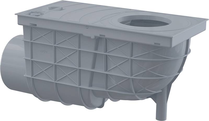 Alcadrain Universal-Regensinkkasten 300×155/110 mm Abgang waagrecht, Grau