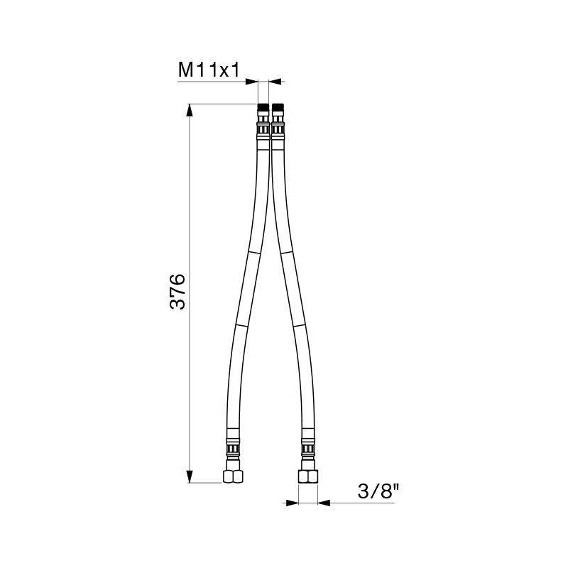 Delabie Flexible PEX-Schläuche M11x1 L.370, 2 Stück