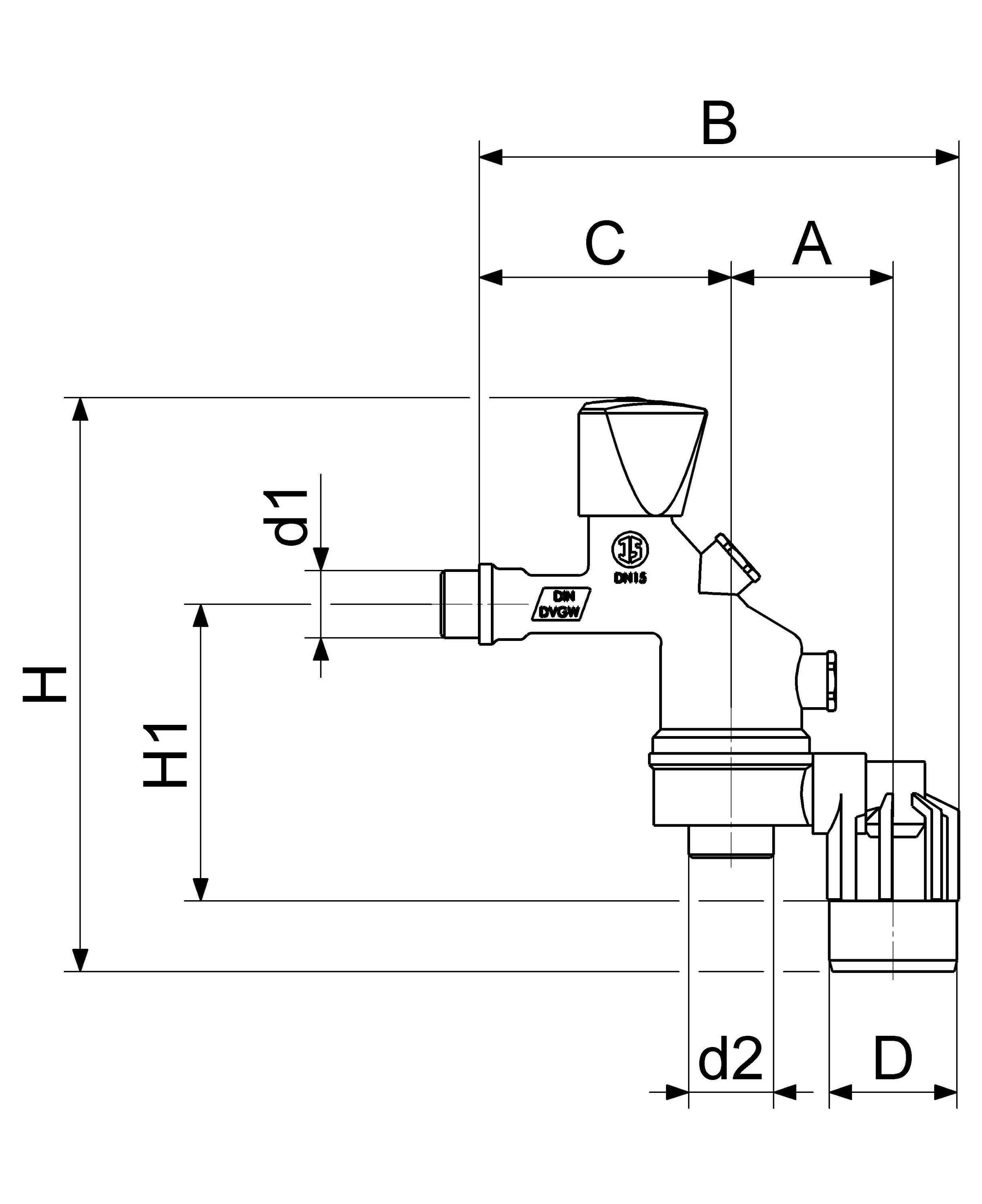 Schlösser Auslaufventil 8260 DN 15, 1/2, ma vc, mit Systemtrenner