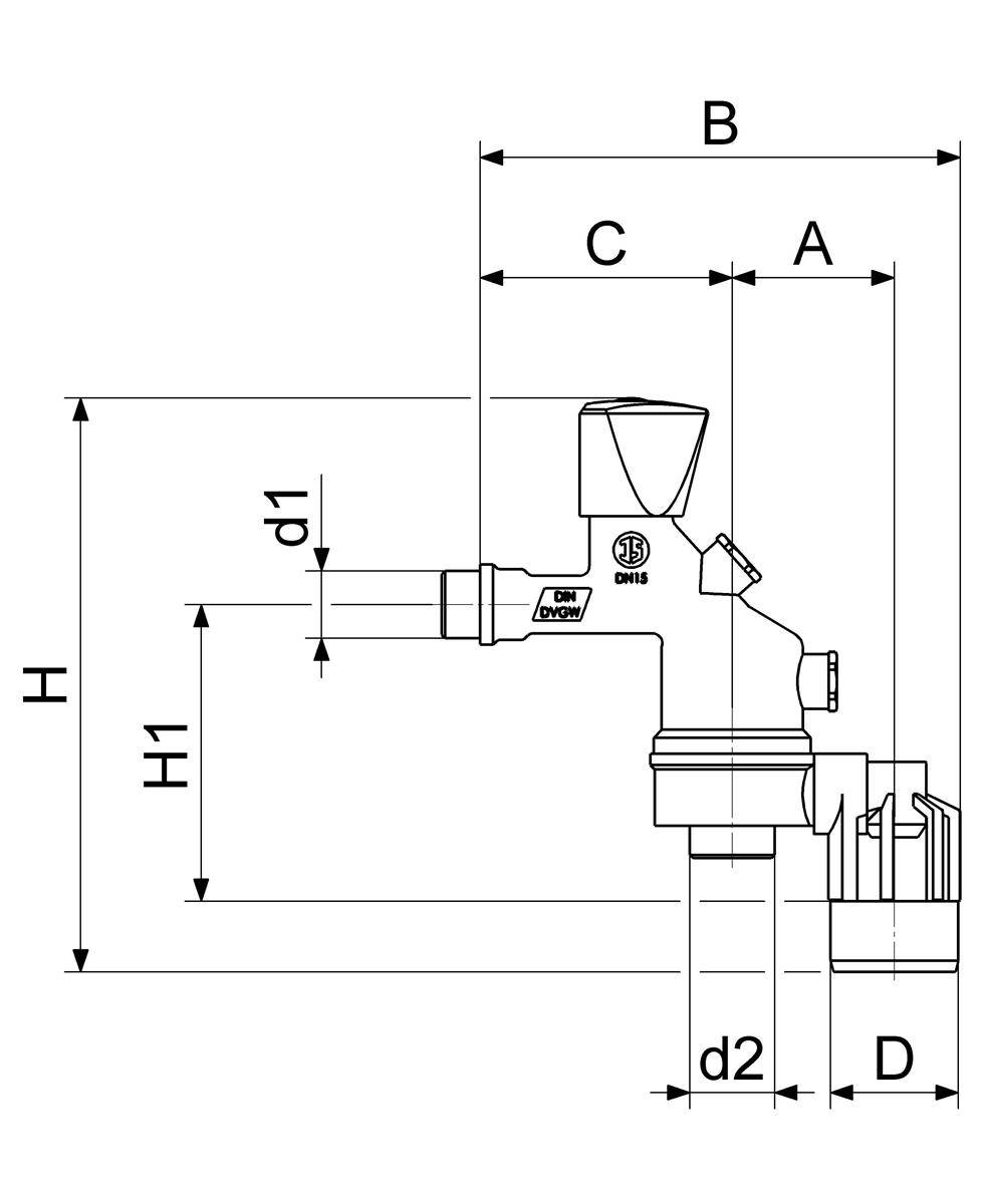 Schlösser Auslaufventil 8260 DN 15, 1/2, ma vc, mit Systemtrenner