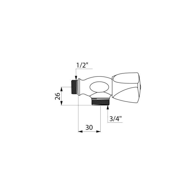 Delabie Delabie Wand Geräteabsperrventil G1/2B x G3/4B 759151, 1x -0345633000641