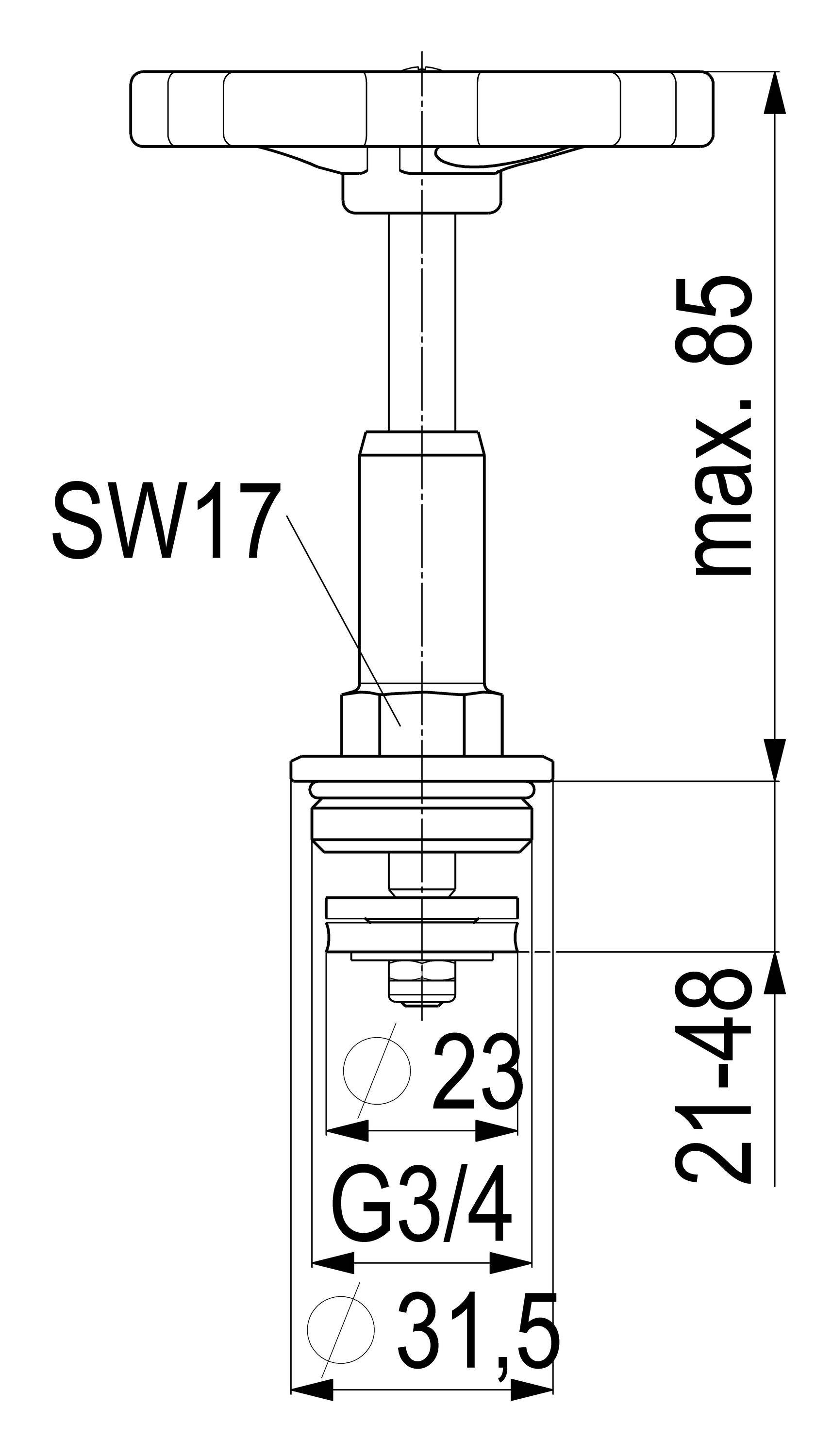 Schlösser Armaturen JS FETTKAMMER-OT F.FREISTROMVENT. DIN3502,STEIG.SP.,DN20,3/4
