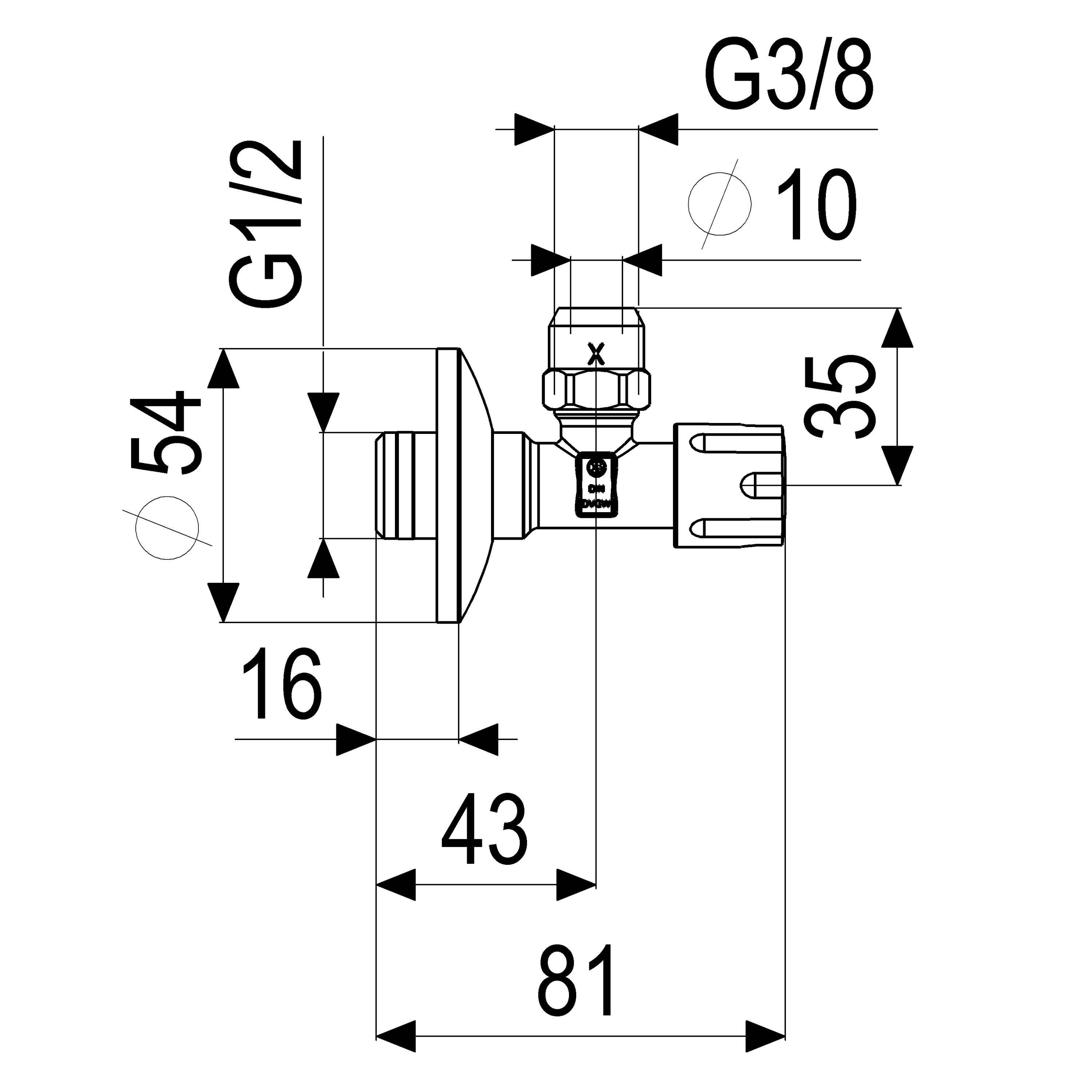 Schlösser Editiontech Eckventil 1/2, vc, Standard-Griff, selbstdichtend